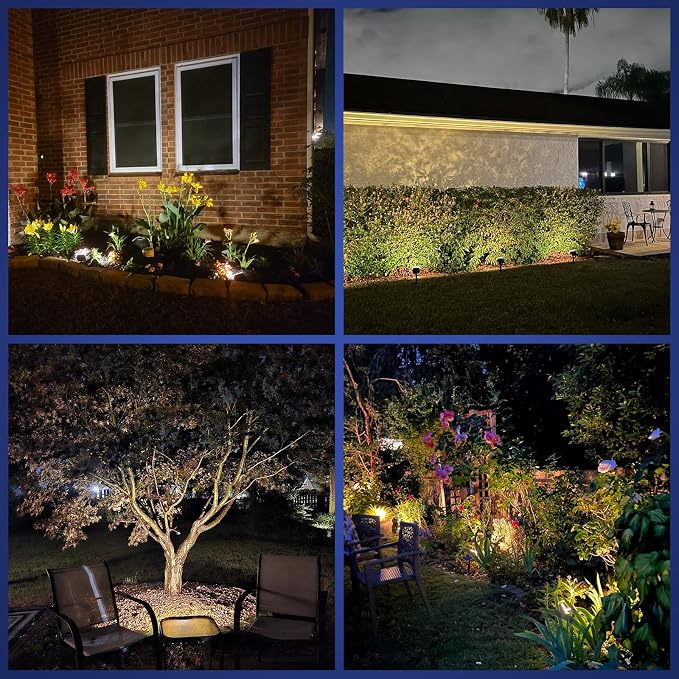 NYMPHY Solar Lights Outdoor Waterproof - 4 Pack (Warm White) | 56 LED 3 Lighting Modes IP68 Waterproof Solar Powered Garden Yard Spot Solar Lights for Outside Landscape