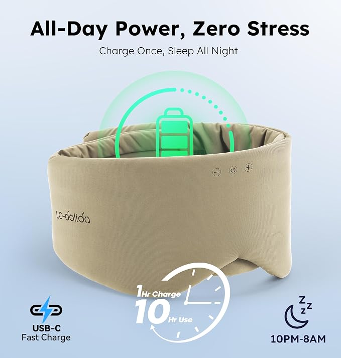 Luxury Bluetooth 5.4 Sleep Mask for Adults - Ice Fiber Cooling & HD Sound, 100% Light Blocking Adjustable Eye Cover for Travel & Side Sleepers - Soft Sleep Headphones with 10H Playtime