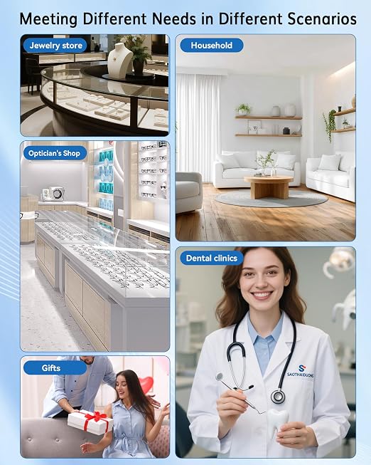 KUNPHY Jewelry Cleaner, 48KHz U-V Ultrasonic Cleaner Machine with Digital Display, Dual Cleaning Modes, 304 Stainless Steel Tank for Jewelry, Eyeglasses, Rings, Retainers, Dentures