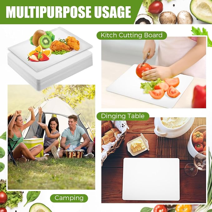 Hushee 120 Count Disposable Cutting Board Sheets 9 x 11 Inch Disposable Sheets Flexible Plastic Sheet Cutting Mat Large Chopping Boards for Kitchen Cooking Traveling Camping Tailgating BBQ