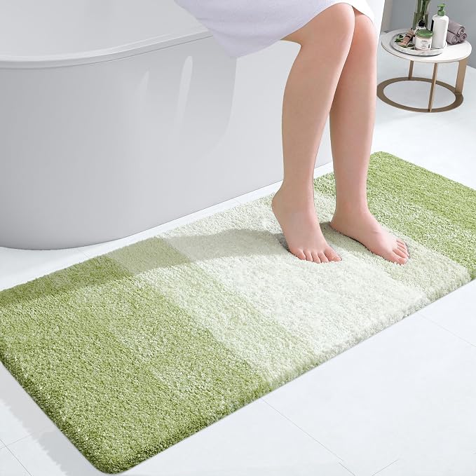 OLANLY Bathroom Runner Rugs Mat 47x20, Extra Soft Absorbent Microfiber Bath Rugs, Rubber Backing, Quick Dry, Long Bath Mats for Bathroom, Tub and Shower, Home Decor Accessories, Mustard Yellow