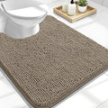OLANLY Toilet Rugs U-Shaped 24x20, Extra Soft Absorbent Chenille Contour Bathroom Rugs for Toilet, Dry Quickly, Machine Washable, Non-Slip Bath Mat, Warm Taupe