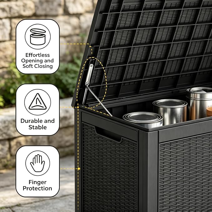 140 Gal Outdoor Storage Box Waterproof Lockable,Deck Box,Gas Lift,Black | Waterproof Resin Deck Box, Lockable Gas Lift Large Outdoor Storage for Patio Cushions, Garden Tools, Pool Supplies