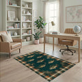 4'x6' Washable Area Rug Cabin Bass Plaid Border Vintage Baits Lure Tackle Fish Fishing Refined Stain Resistant Low Profile for Dorm Room, Small Living Apartment