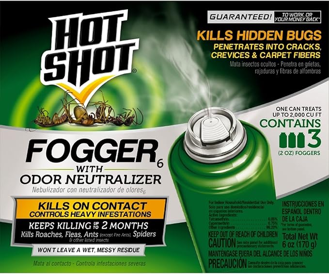 Hot Shot Indoor Fogger With Odor Neutralizer, 2-Ounce, 3 count