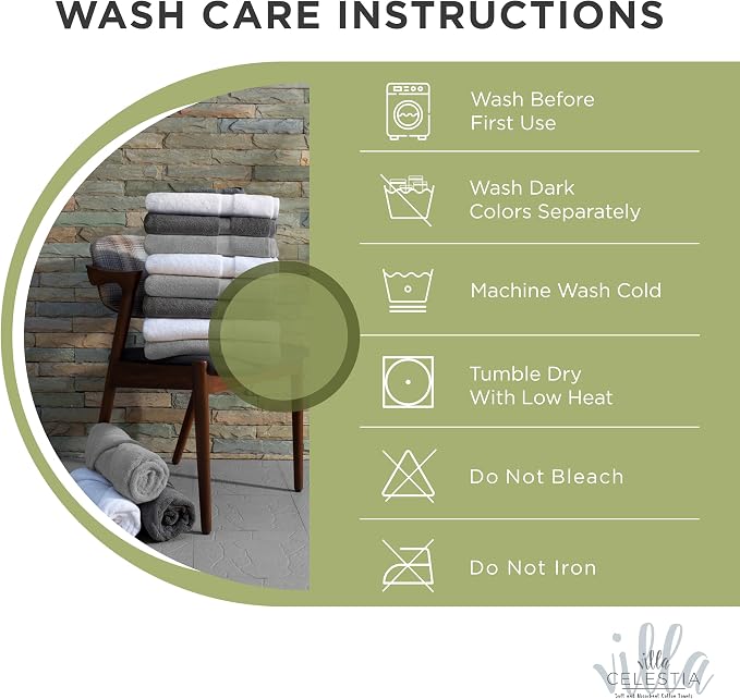 Villa Celestia Cotton Washcloths Set of 12, 12x12 Inch, 100% Ring-Spun Combed Cotton, Soft Absorbent Quick-Dry Wash Cloths for Face and Body, Oeko-TEX Certified, Hotel & Spa Quality, Sage