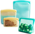 Stasher Reusable Silicone Food Storage Bags, 4-Pack, Endangered Seas | Food-Safe Silicone, Eco-Friendly, Reusable Freezer Bags, Microwave, Dishwasher, Oven, Snack Bags, Lunch Containers, Meal Prep
