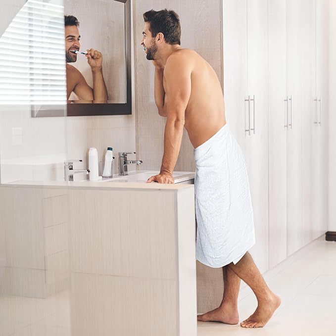 Large Bath Towels Set of 6 – 100% Cotton Terry – 24" x 50" – Quick Dry, Soft & Highly Absorbent – White Towels for Bathroom, Gym, Spa, Pool & Daily Use