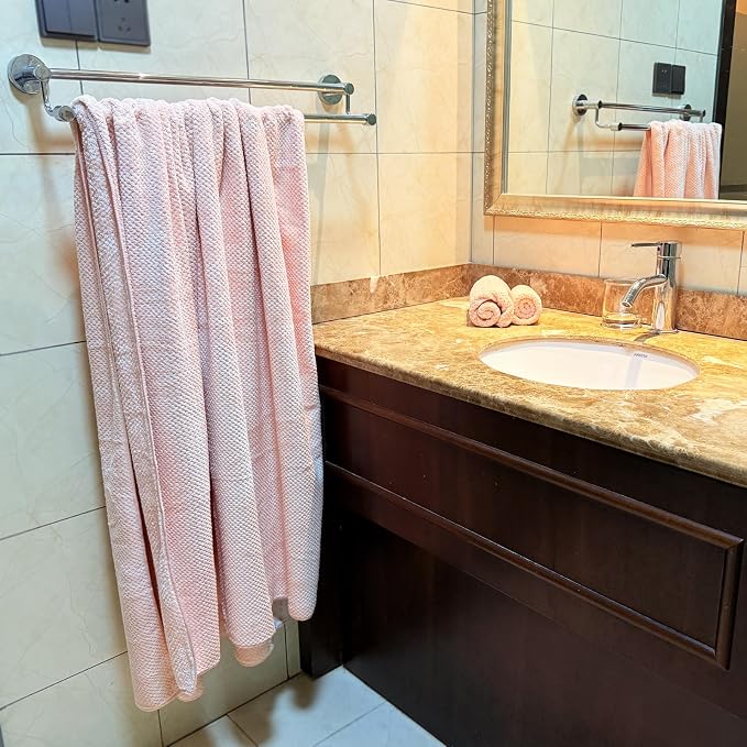 YTYC 39x78 Bath Sheets Set,Towels for Bathroom,Pink,6-Pieces | 2 Extra Large Bath Towels, 2 Hand Towels, 2 Washcloths, Super Soft,Highly absorbent,Hanging Loop,80% Polyester