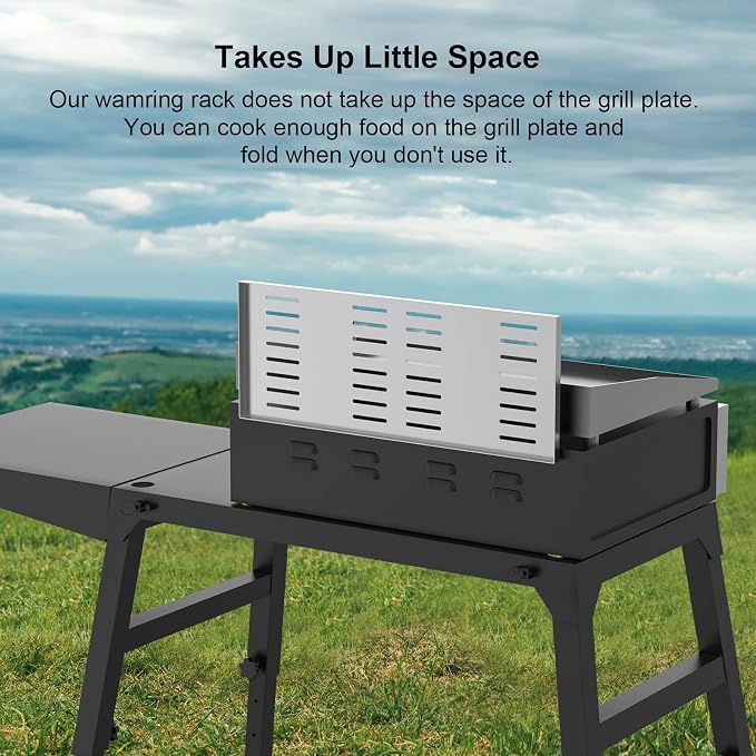 Universal Grill Foldable Warming Rack/Shelf for Blackstone 17'' 22'' 28'' 36'', Pit Boss,Camp Chef and Most Flat Top/Table Top Griddle Grill,Stainless Steel BBQ Shelf Replacement Parts,1 Pack