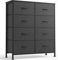 OLIXIS 8 Drawer Storage Dresser with Wood Top - Wide Fabric Chest Organizer for Bedroom, Closet, Living Room,Tower Cabinet, TV Stand, Hallway Entryway Furniture,Grey