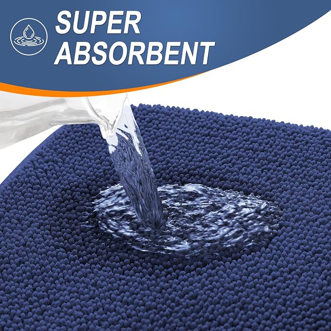 OLANLY Thick Memory Foam Small Bathroom Rugs Mats 24x16, Twilight Sapphire | Soft Quick Dry Bath Mats, Non-Slip, Absorbent Machine Washable Mat for Bathroom Floor, Tub and Shower, Home Decor Accessories