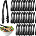 Tessco for you 80 Pcs Plastic Tongs for Serving Bulk, 9 Inch Plastic Disposable Serving Tongs, Heavy Duty Salad Tong for Kitchen, Buffet, BBQ, Events & Catering (Black)