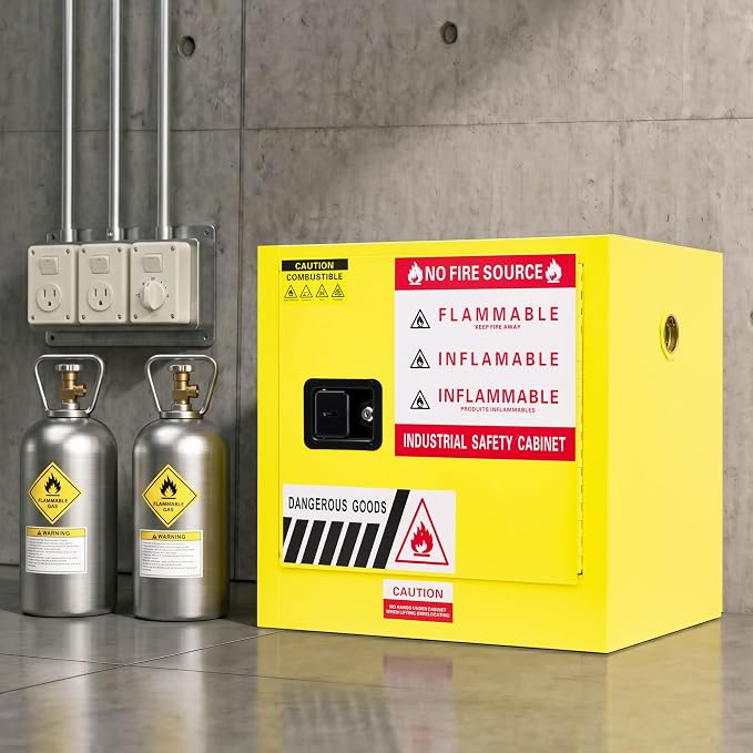 SPECRAFT 20-Gallon Flammable Safety Cabinet | 23 x 23 x 18 In, Cold-Rolled Steel, Adjustable Shelves, OSHA and CE Certified, for Industrial, Commercial and Lab Use