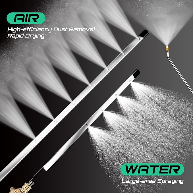 47" & 24" & 15" Radiator Cleaning Wand 3-Piece Set, 4500 PSI Stainless Steel Dual Water/Air Radiator Cleaner with Pressure Washer Gun Adapter & Tips for Cars, Trucks, Heavy Equipment,Silver& Black
