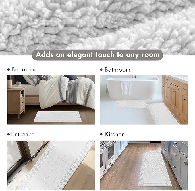 Madison Park Splendor Reversible 100% Cotton Bath Rug, 20 x 30, Grey | Tufted Bathroom Mat, 3000 GSM, Hotel Quality, Luxurious Plush, Medium Pile, Absorbent, Quick Dry, OEKO-TEX, Shower Room Décor