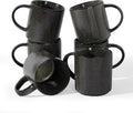 famiware Coffee Mug Set for 6, Star 16 oz Catering Mugs Cup Set with Handle for Coffee, Tea, Cocoa, Milk - Ceramic Stoneware Drinkware Set, Deep Forest