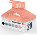 Plastic Hangers 20 Pack - Made in the USA - 6lb Capacity Standard Clothes Hangers with Strap Hooks for Dresses, Lingerie, Shirts, Pants, and Jackets - Peach