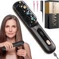 FLOWN® Original Go Brush MAX [Five Minutes Hair Styling Routine] - No Damage Heat Brush with USB-C Charger - Electric Travel Pocket Brush for All Hair Types - Black (Formerly Numoya)