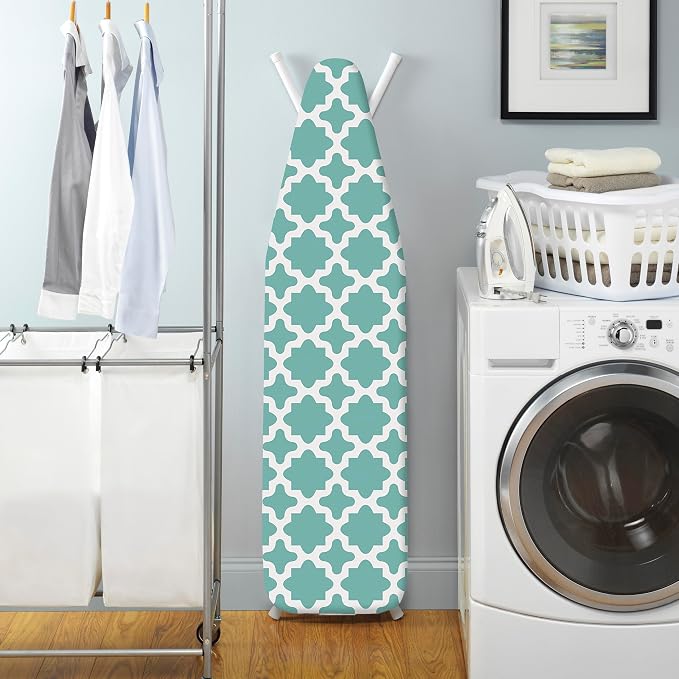 Whitmor Deluxe Ironing Board Cover & Pad,100% Cotton Iron Board Replacement Cover with Heat-Resistant Surface,Fit for 54"Lx15"W Ironing Boards,(Ironing_board notincluded)-Concord Turquoise (Pack of 6)