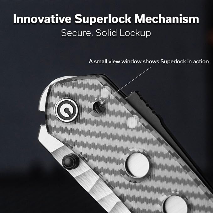 CIVIVI Vision FG Pocket Knife, 3.54" Nitro-V Reverse Tanto Blade C22036-8 | Superlock Folding Knife with Lexan Handle, Laser-Textured Pattern Liners, Reversible Ambidextrous Clip for EDC Camping Hiking