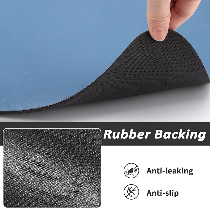 HotLive Dog Food Mat - Absorbent Cat Mat for Food and Water, No Stains Pet Feeding Bowl Mat, Easy to Clean Pet Placemats, Quick Dry Dog Water Dispenser Mat for Messy Drinkers | Paw Blue 16"x 24"