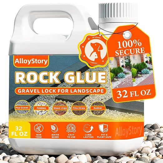 32OZ Rock Glue for Landscaping, Strong Pea Gravel Binder & Stone Adhesive | Strong Mulch Glue & Gravel Stabilizer for Pea Gravel, Pebbles, and Stone for Garden Walkways, Yards, Patios, and Driveways