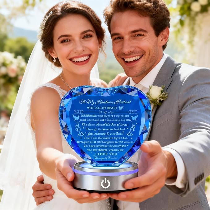 Qianwei Gift for Husband from Wife Unique - Crystal Engraved Gifts for Man Personalized Who Want Nothing - Husband Birthday Anniversary Fathers Day Christmas Valentines Day Present Ideas for My Man