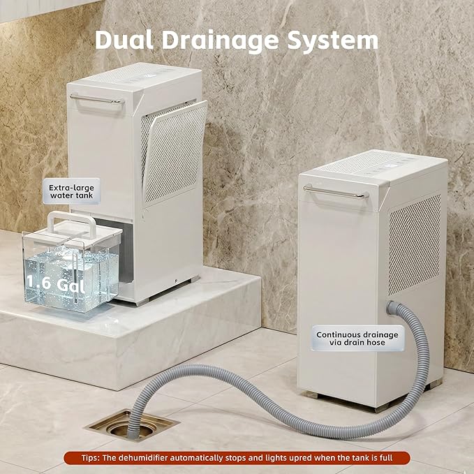 Uthfy 5500 Sq.Ft Dehumidifiers for Home and Basement, Max 100 Pint/Day Dehumidifier with Drain Hose, 24 H Timer & Child Lock, LED Panel, Ultra Quiet, whole house dehumidifiers for home, Bedroom