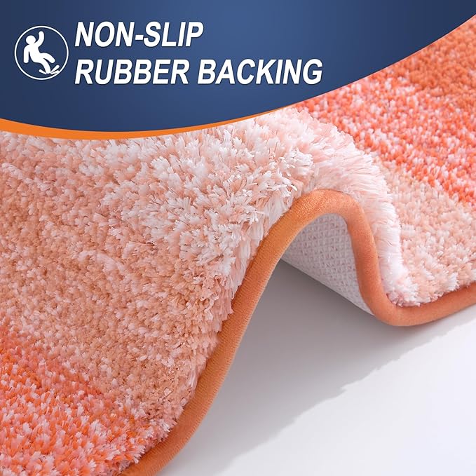 OLANLY Bathroom Runner Rugs Mat 70x24, Extra Soft Absorbent Microfiber Bath Rugs, Rubber Backing, Quick Dry, Washable Long Bath Mats for Bathroom Floor, Tub and Shower, Home Decor Accessories, Coral