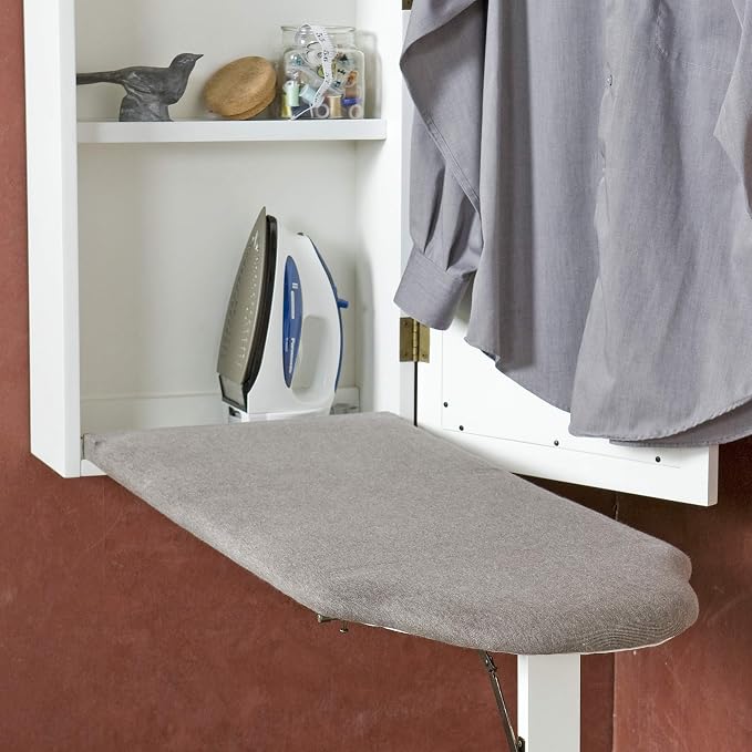 SEI Furniture - Rowden Wall-Mounted Ironing Board - Transitional Design, Wood - Ideal for Kitchen, Dining Room (HZ3480)