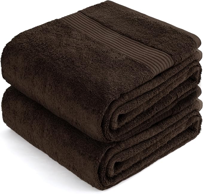 Cotton Paradise 100% Cotton Turkish Towel Set, Soft Absorbent Quick Dry, 2 Piece 35x70 Bath Sheet Set, Chocolate Brown
