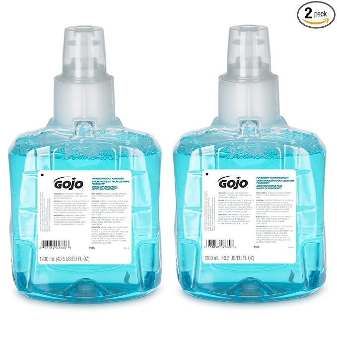 GOJO Pomeberry Foam Handwash, Pomegranate Scent, 1200 mL Hand Soap Refill LTX-12 Dispenser (Pack of 2) - 1916-02