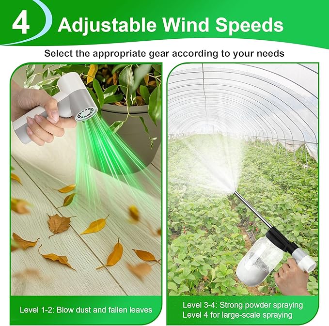 Qualirey Electric Diatomaceous Earth Duster, Powder Duster with 7.5'' Extension Nozzle and 33Oz Bottle, Powder Sprayer for Pest Control/Home/Garden/Indoor/Outdoor