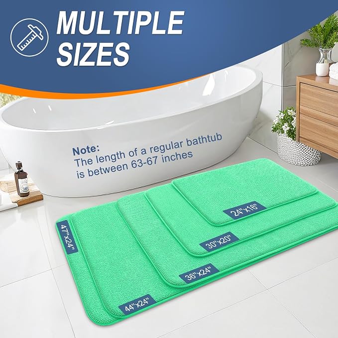 OLANLY Memory Foam Bathroom Runner Rugs 44x24, Long Bath Mats, Mint Green | Soft Quick Dry Bath Mats, Non-Slip, Absorbent Machine Washable Mat for Bathroom Floor, Tub and Shower, Home Decor Accessories