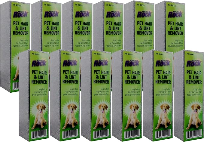 HI-TECH Magna Rock Pet Hair Remover Stone – Dog & Cat Fur Removal Tool for Car Interior, Furniture, Carpets & Upholstery – Eco-Friendly, Reusable, Easy to Use – Professional Detailer’s Choice, 12 Pack