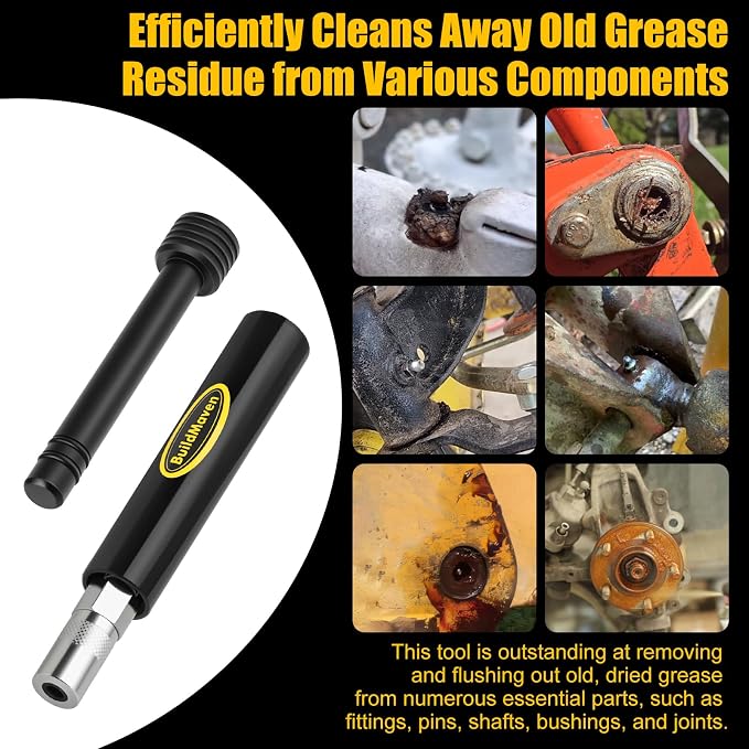 Grease Fitting Cleaning Tool -Grease Zerk Cleaner, Zerk Fitting Cleaning Tool, Remove Old Dried Grease from Fittings, Pins, Shafts, Bushings, and Joints (Black)
