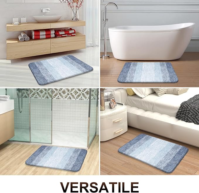 OLANLY Bathroom Runner Rugs Mat 44x20, Extra Soft Absorbent Microfiber Bath Rugs, Rubber Backing, Quick Dry, Washable Long Bath Mats for Bathroom Floor, Tub and Shower, Home Decor Accessories, Blue