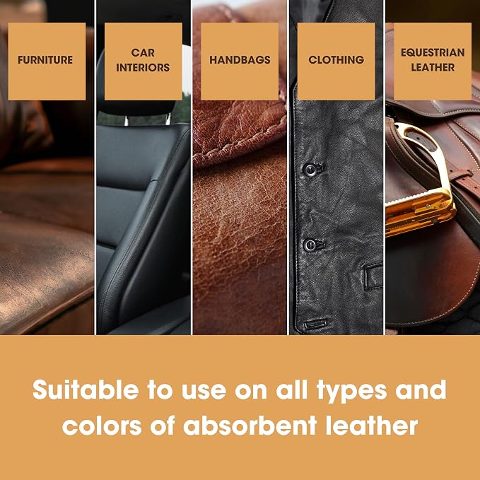Furniture Clinic Leather Easy Restoration Kit | with Leather Recoloring Balm, Cleaner, Sponge, and Cloth | Leather Repair Kit for Scratched and Faded Furniture (Dark Brown)