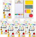 Xqumoi 6 Pack Teaching is A Work of Heart Sticky Notes Set - Ruler Blackboard Pencil Apple Shape Self-Stick Note Pads Teacher Appreciation Gift Writing Memo Pads Page Marker School Office Supplies