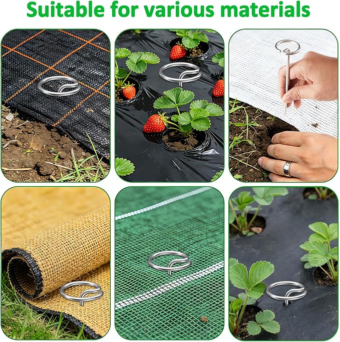 150 Pcs 6-Inch Heavy Duty Landscape Staples - Thickened G-Shaped Galvanized Steel Pins, Rust-Resistant for Weed Barrier Fabric, Erosion Control, Ground Cover & All Landscaping Projects