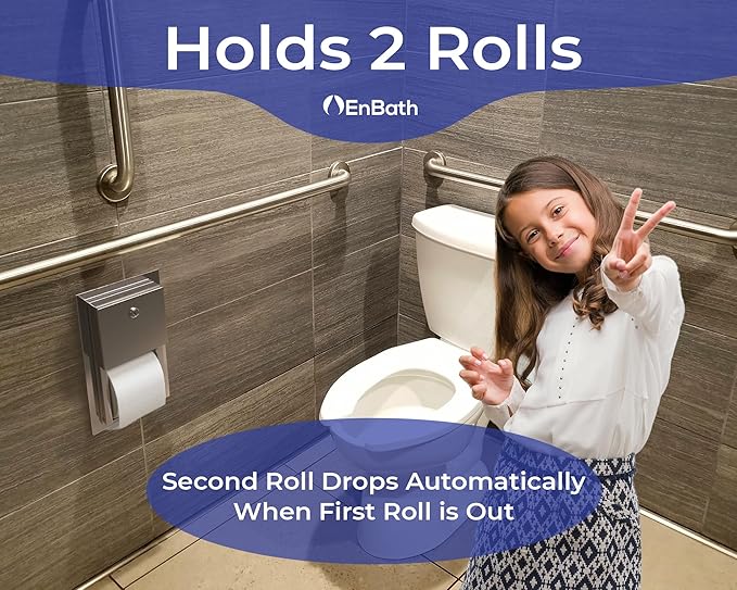 Recessed Commercial Toilet Paper Dispenser, 2 Roll Stainless Steel Toilet Paper Holder. Wall Mount, Locking Tissue Dispensers for Bathroom/Restroom