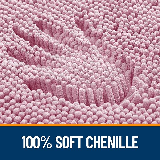 OLANLY Large Bathroom Rugs 45x27, Extra Soft Absorbent Chenille Bath Rugs, Rubber Backing Quick Dry, Machine Washable Bath Mats for Bathroom Floor, Tub and Shower, Home Decor Accessories, Dusty Rose