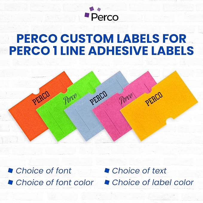Custom Price and Date Labels - 32,000 Price Marking Labels for Perco Lite, X, Plus and Perco Pro 1 Line Guns - Choose Color, Font and Imprint - 32 Rolls, 4 Sleeves - Made in USA