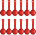 Carlisle FoodService Products 7.10 " 2 Ounce Solid Measuring Spoon – Flat Bottom – Portion Control Spoon – Short Handle Spoon, Red, (Pack of 12)