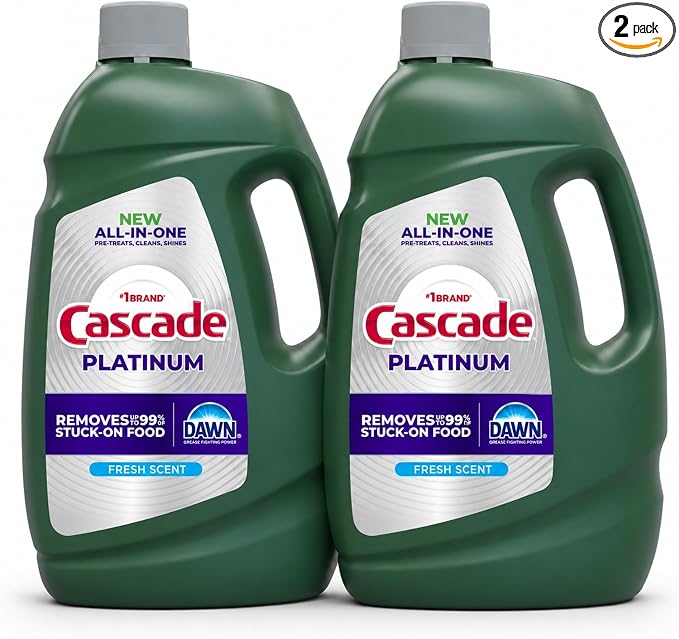 Cascade Platinum Dishwashing Liquid Gel - Fresh Scent, 125 oz. (2 Pack)