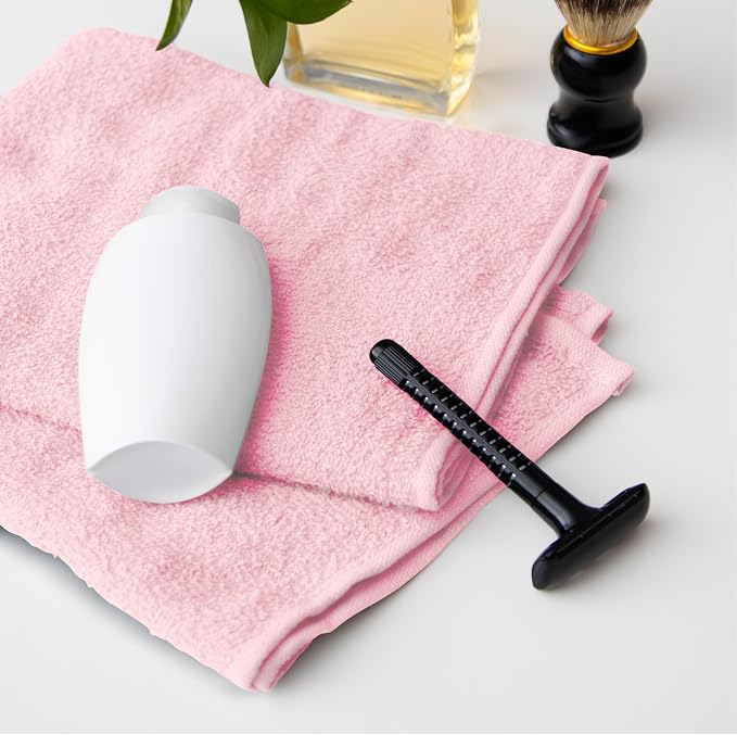 Avalon Towels Salon Towel - Pink Hand Towels Bulk Pack of 24 - 100% Cotton Absorbent Spa, Facial & Gym Towel for Working Out - 16x27 Inches (Not Bleach Proof)