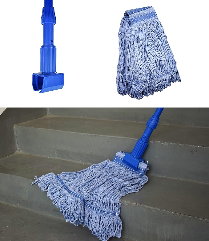 Mop Head Replacement Commercial Heavy Duty String Blue Wet Mop Heads for 3 Typs Commercial Mop Handle(6,Medium,Weight 16oz)