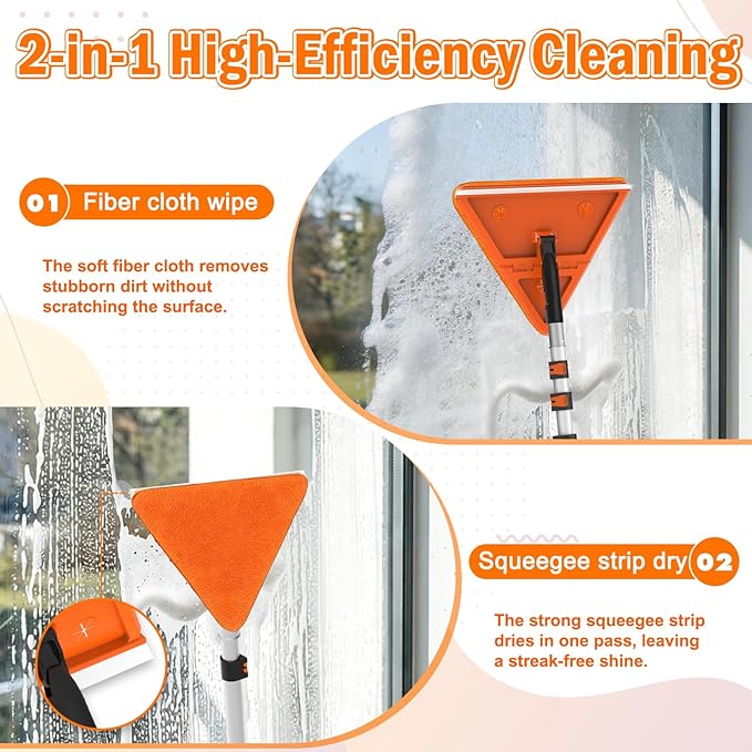 LAANPOLE 36FT Reach Dusters for Cleaning, Ceiling Fan Cleaner Duster with Extension Pole, Wall and Baseboard Cleaner Mop with Handle for Window Cobweb Fan Blade and High Ceiling