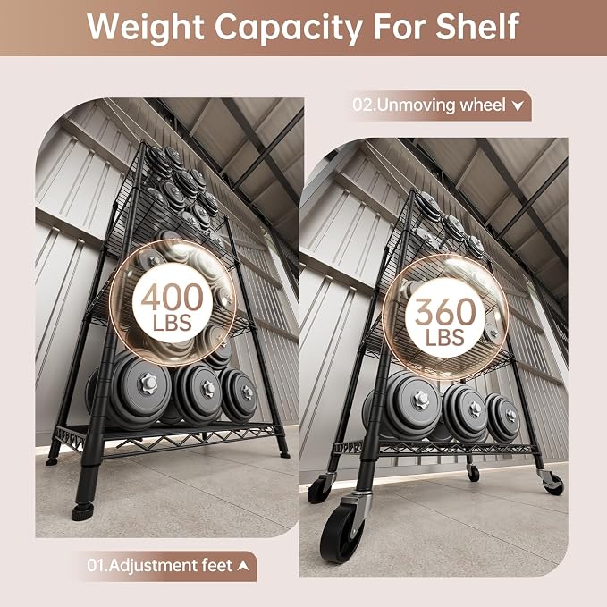SINGAYE 4 Shelves Storage Wire Shelf Closet Metal Shelving Pantry Wheels | Shelf Bathroom Organizers Metal Kitchen Garage Shelving Unit Laundry Room Organization Home Rack Net Basket with Wheels